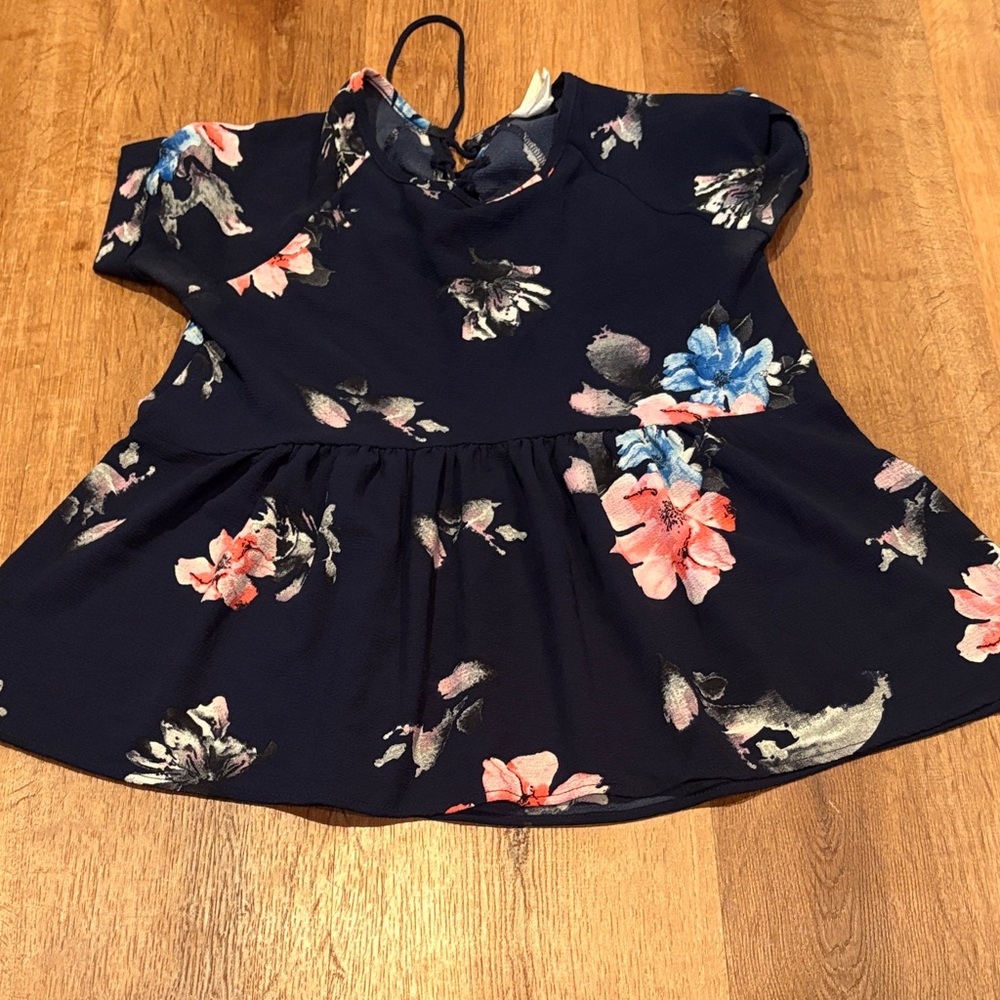 LARA Navy Floral  Blouse